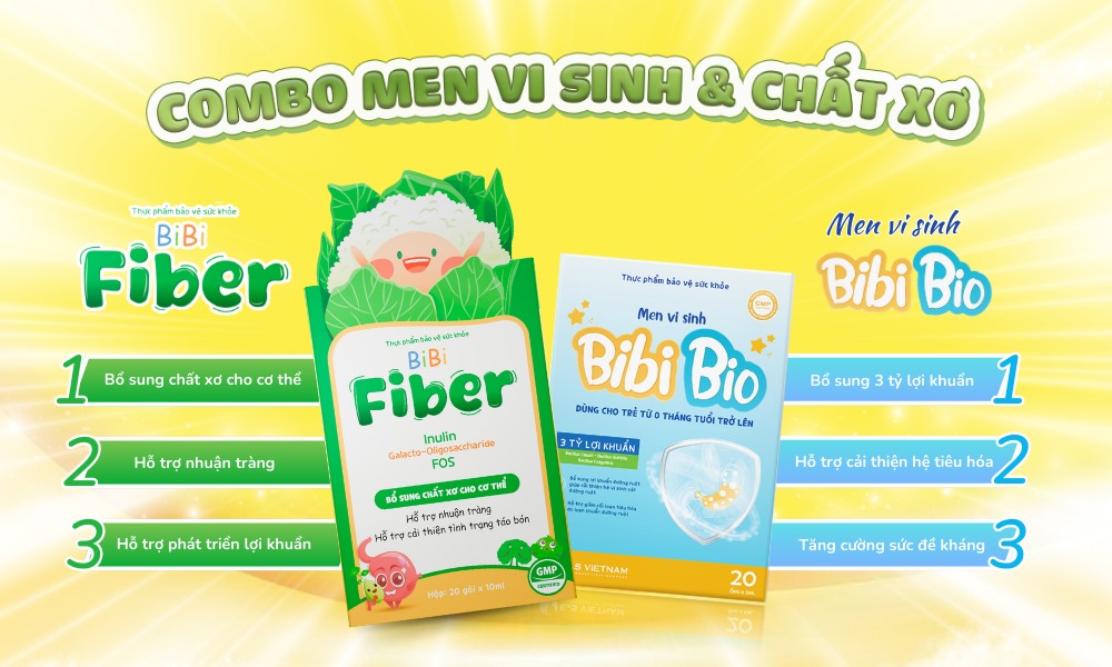 Bộ đôi men vi sinh Bibi Bio và Chất xơ Bibi Fiber