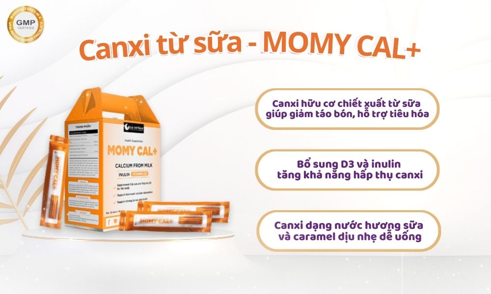 Canxi từ sữa Momy Cal+ cung cấp canxi cho mẹ bầu và mẹ sau sinh