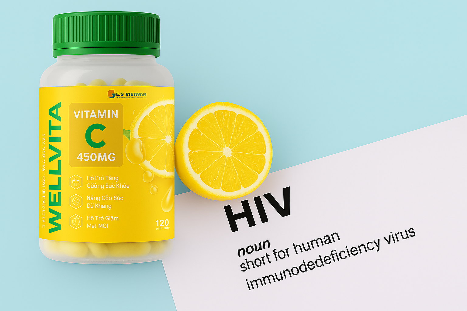 vitamin C – giúp làm chậm quá trình tiến triển của bệnh, giảm nguy cơ chuyển sang AIDS và kéo dài tuổi thọ