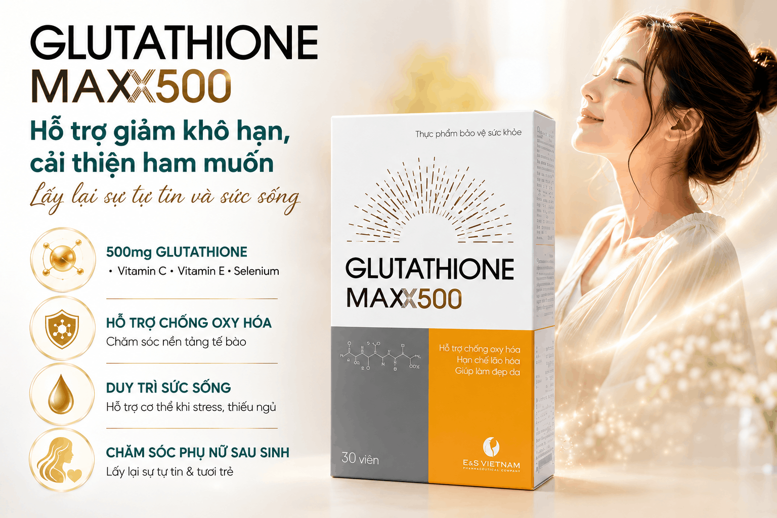 Glutathione MAXX500 – Bổ sung chất chống oxy hóa