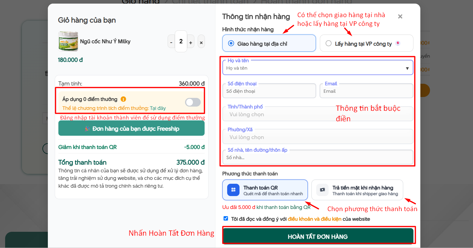 Hướng dẫn mua hàng, thanh toán