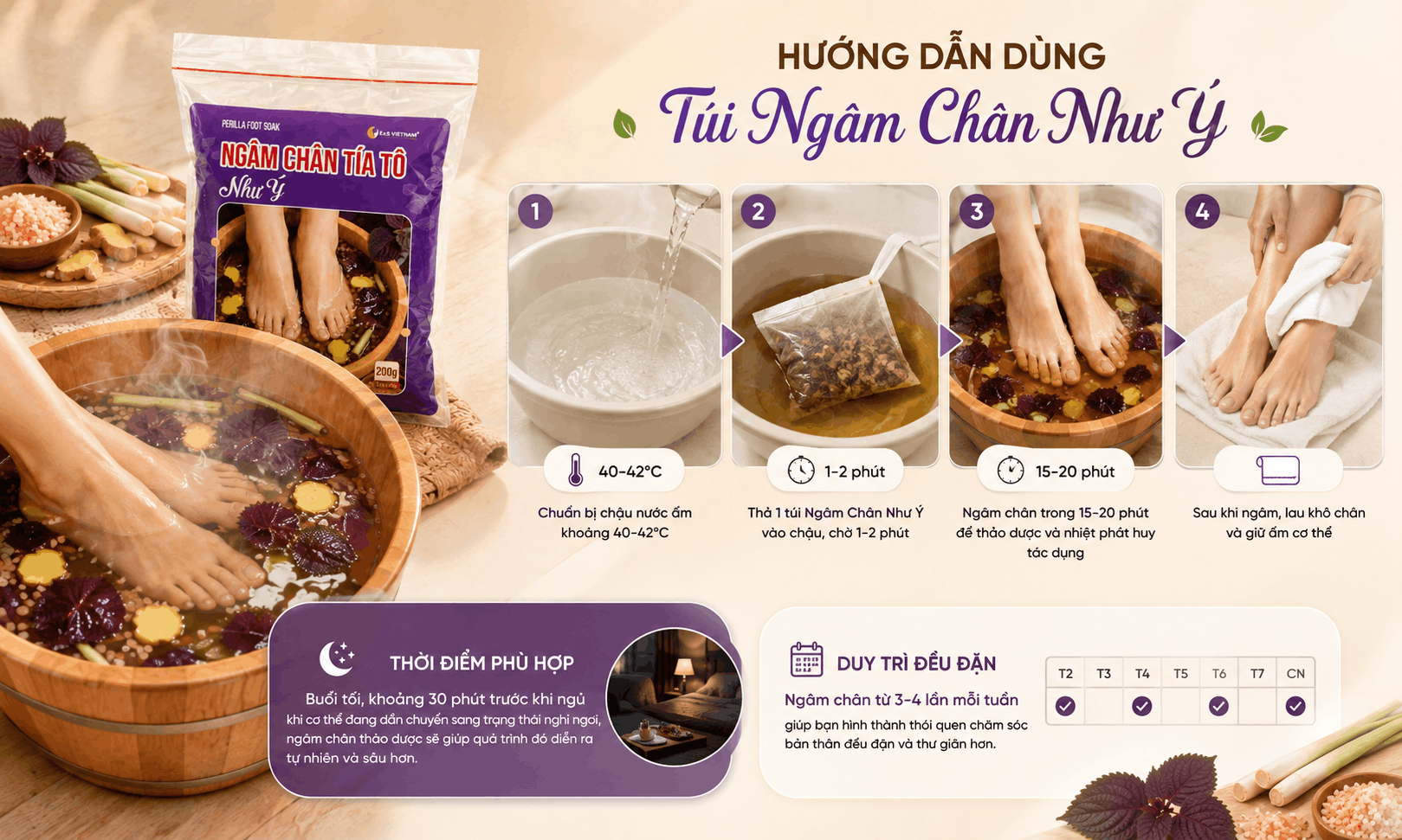 Túi Ngâm Chân Như Ý: Bí quyết làm ấm cơ thể từ thảo dược cho các mẹ chuẩn bị mang thai